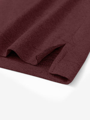 Hem detail of Skin-friendly long sleeve melange polo with neat stitching in burgundy