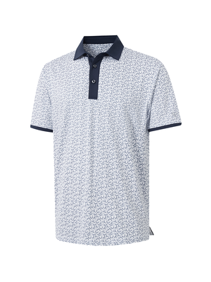 Stylish Full Print Contrast Collared Golf Polo Shirts