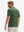 Side-back half-body view of model in army green moisture-wicking short sleeve henley shirt