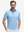Front half-body of model in light blue geo lightweight stretch upgraded print golf polo shirts