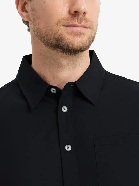 Front view from nose to chest showcasing the crisp BLACK polo.