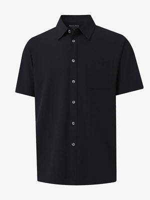 3D render highlighting the BLACK polo’s smooth fabric texture.