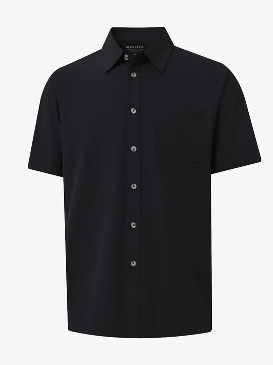 3D render highlighting the BLACK polo’s smooth fabric texture.