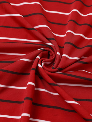 Fabric detail of kids stylish stripe polo shirts, soft striped weave with red stripeaccent