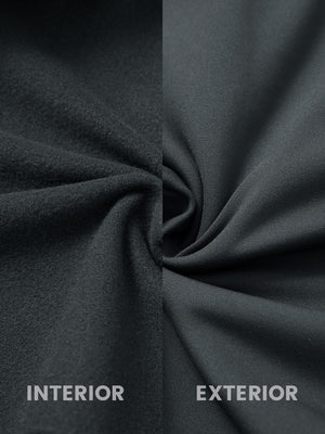 Inside and outer fabric close-up of dark grey ultra-soft brushed fleece lining quarter zip sweatshirt, soft fleece.