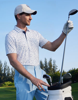 4 Way Stretch Print Collared Polo Shirts