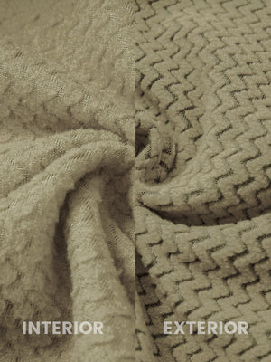 Close-up of the inner and outer fabric of full zip fleece hoodied jacket in desert yellow, showing exture and finish